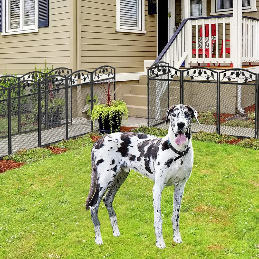 BINGOPAW 5 Panel Heavy Metal Dog Playpen Garden Fence 43.3 Inch with Safety Latch Indoor Outdoor