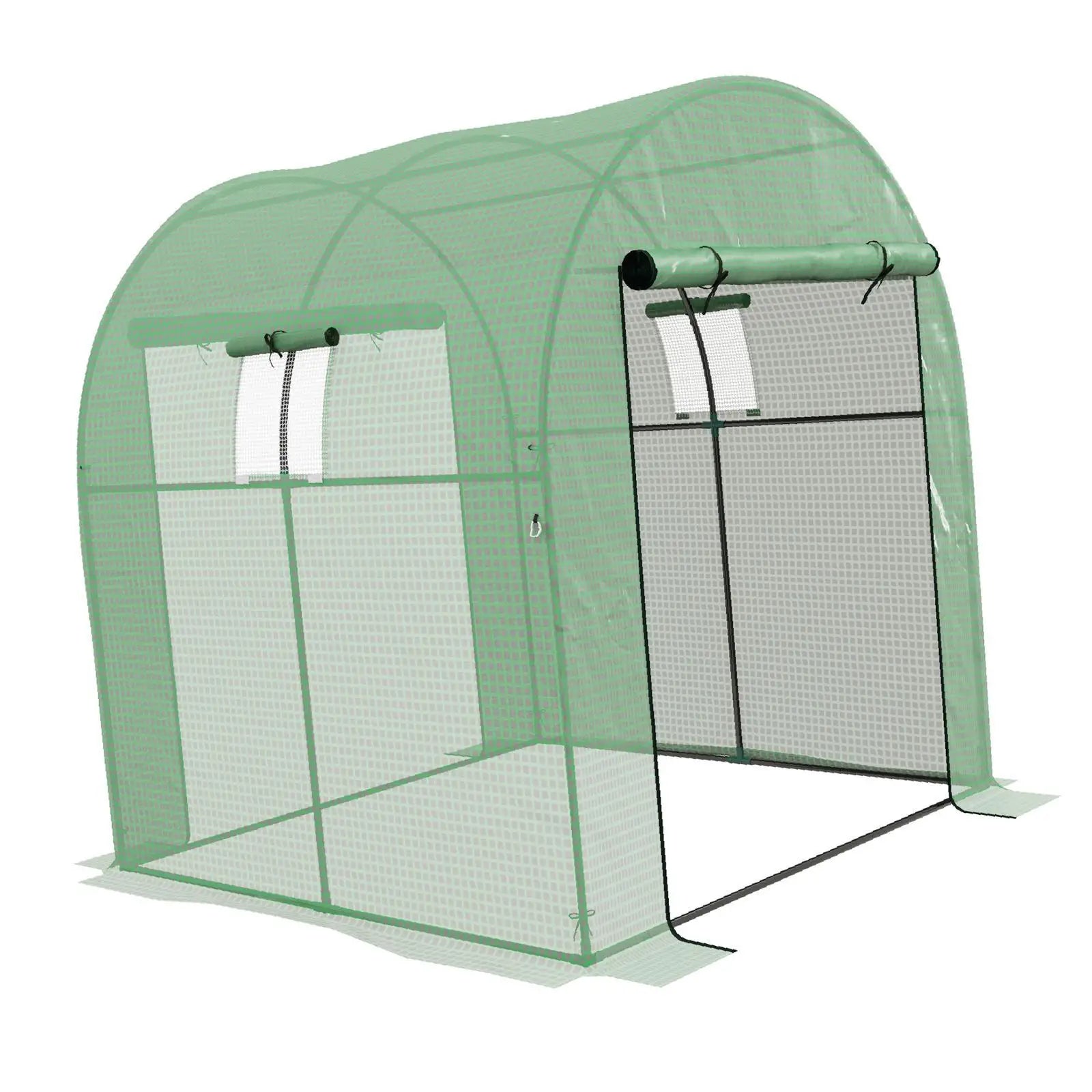 180 x 180cm Walk-In Mini Tunnel Greenhouse with Arch Roof, Zipped Door, Mesh Vents and Steel Frame