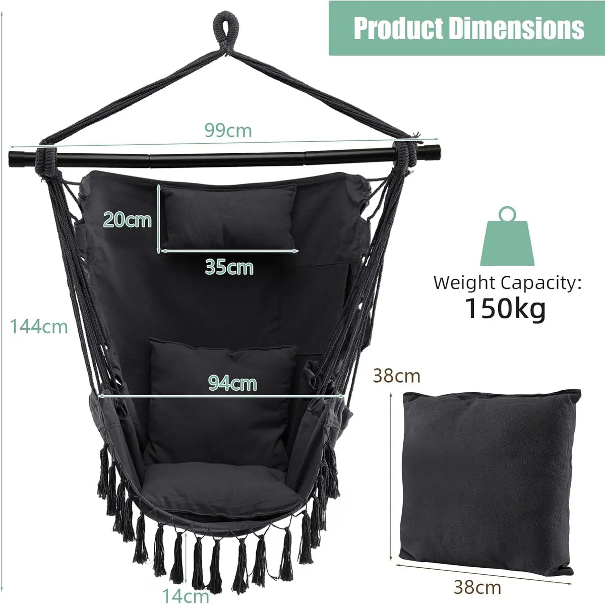 Hammock Swing Chair Multiple Colours and Sizes Available for Living Room Garden Patio