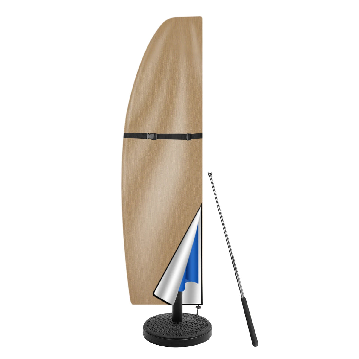 Patio Umbrella Cover for Offset Cantilever Banana Parasols, Waterproof with Zip and Rod