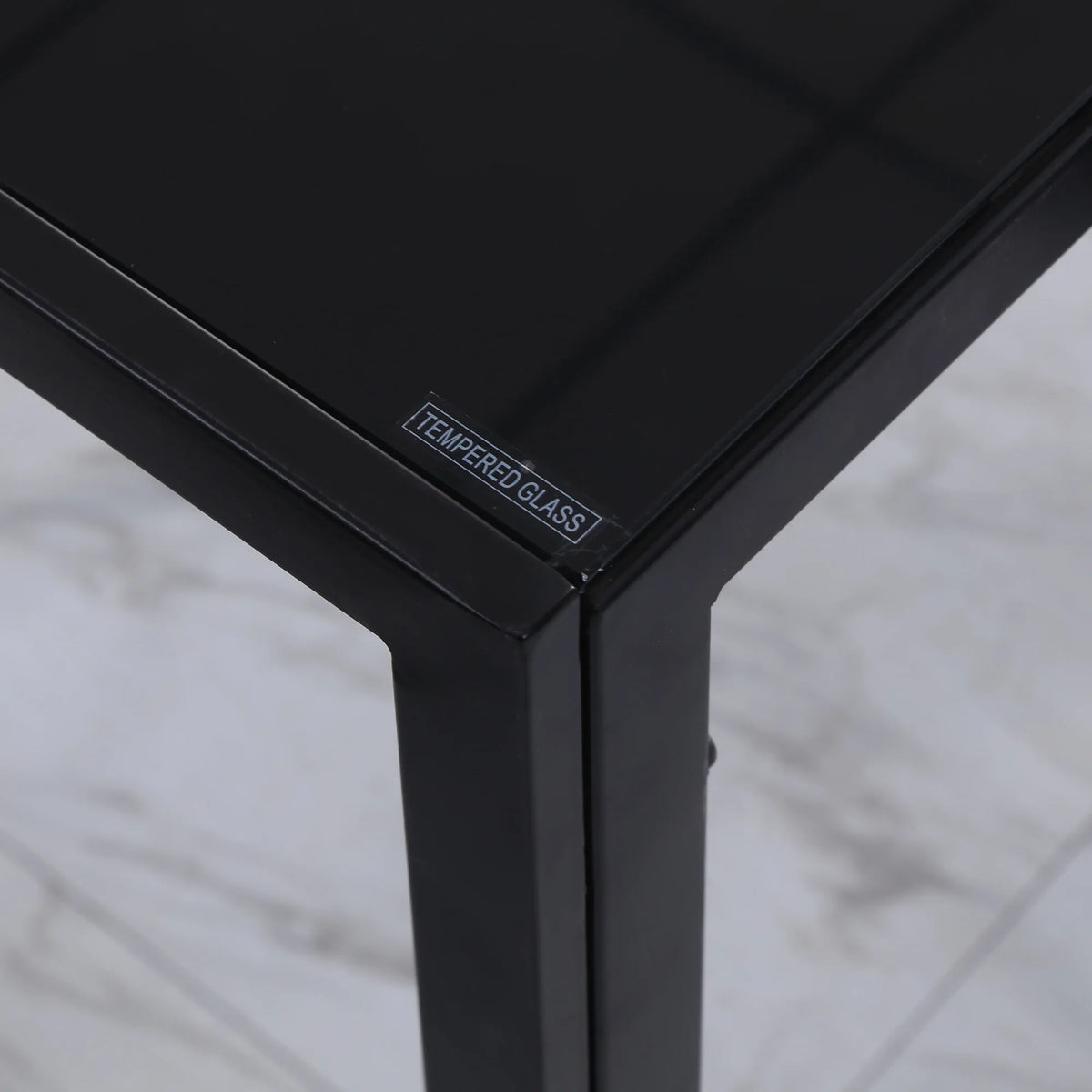 Modern Rectangular 4 Seater Dining Table with Tempered Glass Top