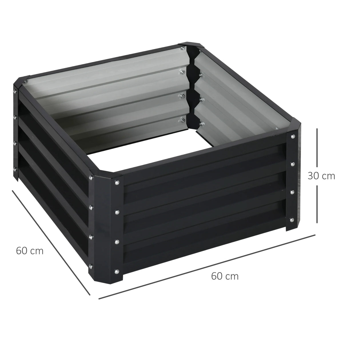 Set of 2 Raised Garden Beds Galvanised Steel Planter Boxes Open Bottom Rugged Design Easy Setup Grey