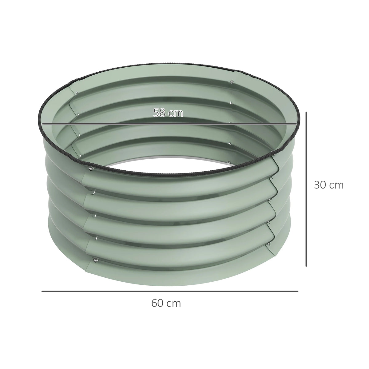 Set of 2 Raised Garden Beds Galvanised Steel Planter Boxes with Rubber Sealed Safety Edging Green