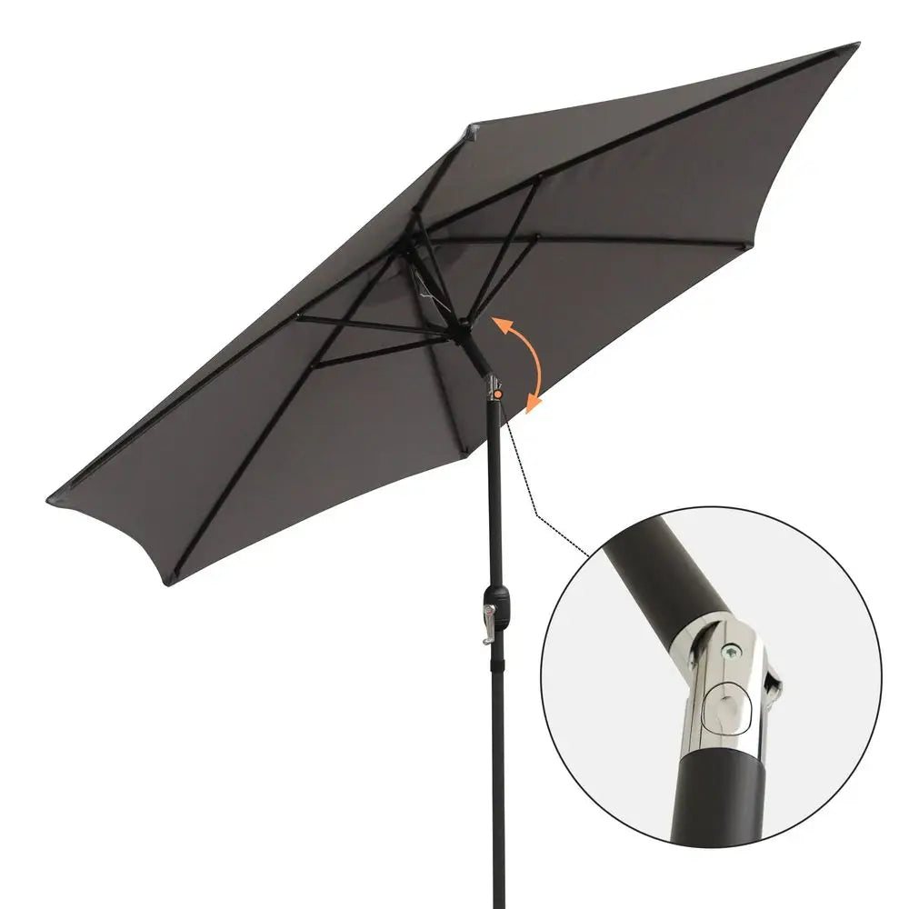 2.7m Garden Parasol with Crank and Tilt, UV30 Round Patio Umbrella, Grey