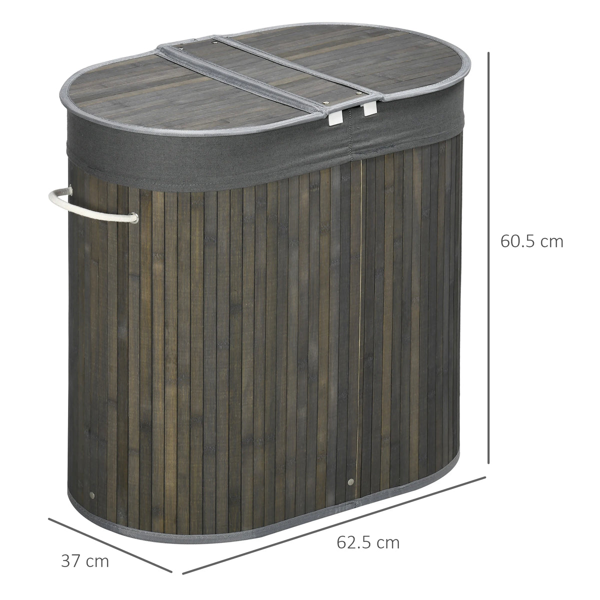 100L Bamboo Laundry Basket with 2 Compartments and Lid