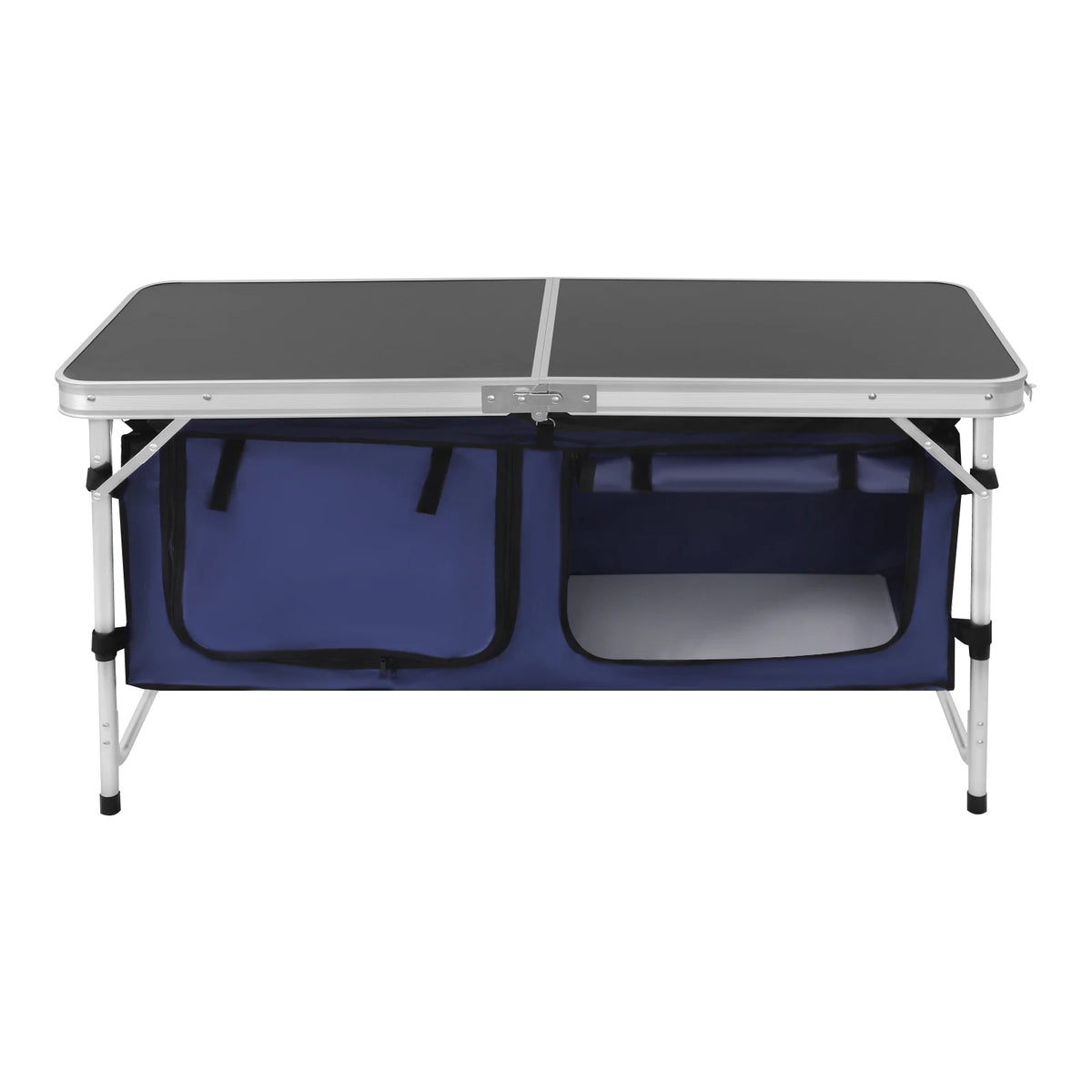 3 Height Adjustable Folding Camping Table Aluminium Storage Bags 35kg for Picnic BBQ Outdoor Garden Party