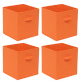 Pack of 4 Foldable Fabric Storage Cubes Boxes Non-Woven Wardrobe Organiser for Home Bedroom Closet