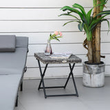 Folding Rattan Garden Coffee Table 40x40cm Square PE Wicker Side Table Indoor Outdoor Bistro Balcony Grey