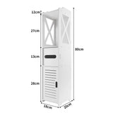 White PVC Freestanding Bathroom Cabinet | Waterproof Toilet Paper and Shampoo Storage Shelf Unit