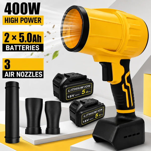 Cordless Leaf Blower with 2 Batteries and 3 Nozzles