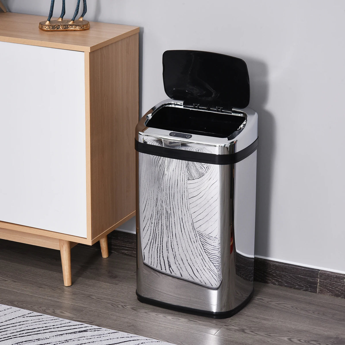 30L Automatic Kitchen Bin with Lid and Infrared Motion Sensor Silver
