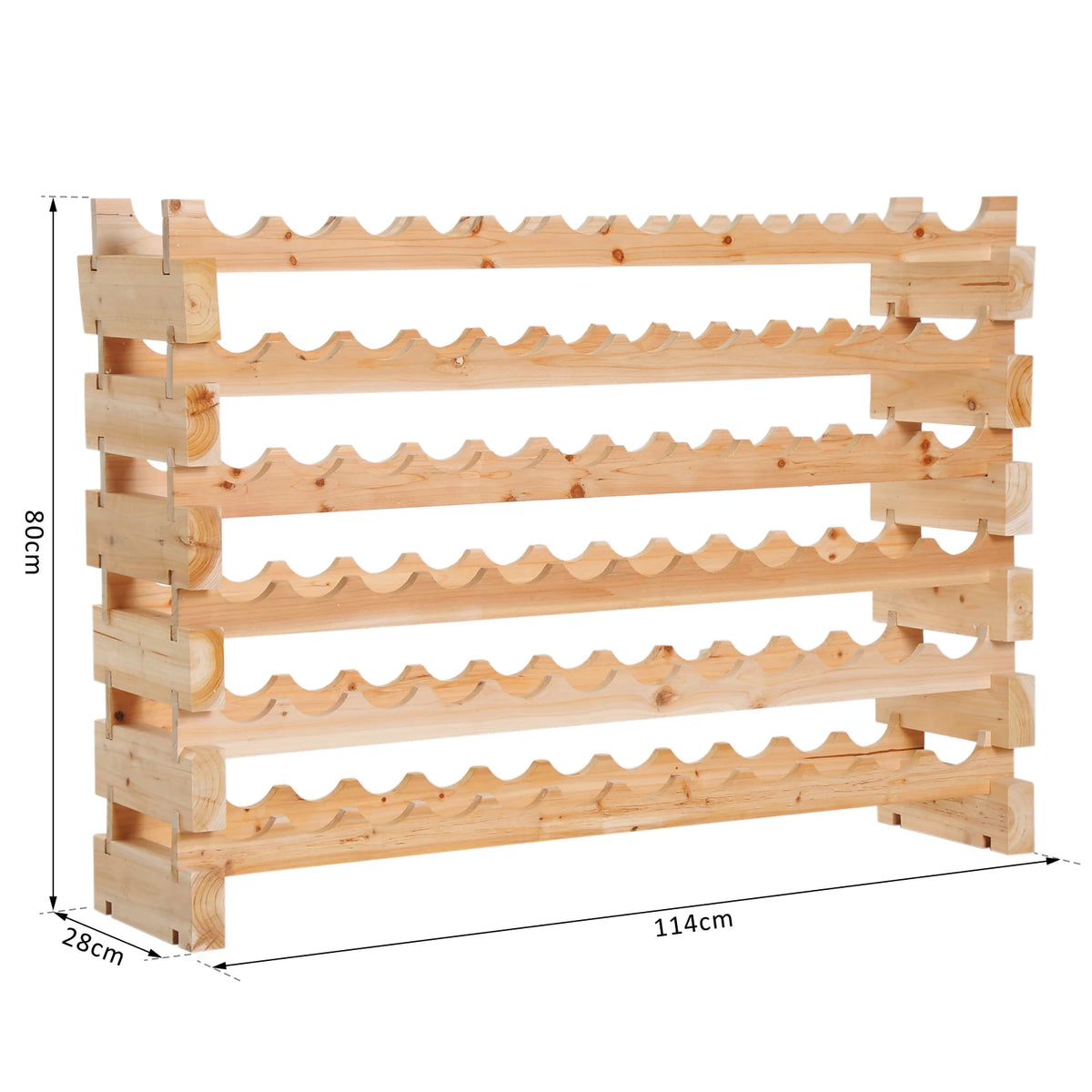 72 Bottle Wine Rack Storage Shelf, Freestanding Pine Wood Cellar Holder