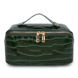 PU Leather Makeup Bag Multi Compartment Cosmetic Organizer Travel Toiletry Bag