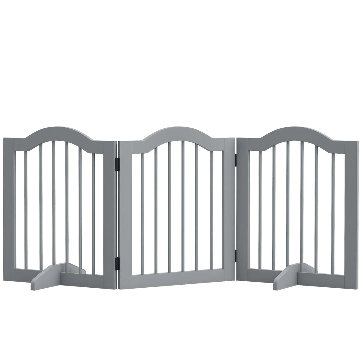 3 Panels Dog Gate w/ Support Feet Safety Barrier Freestanding Wood