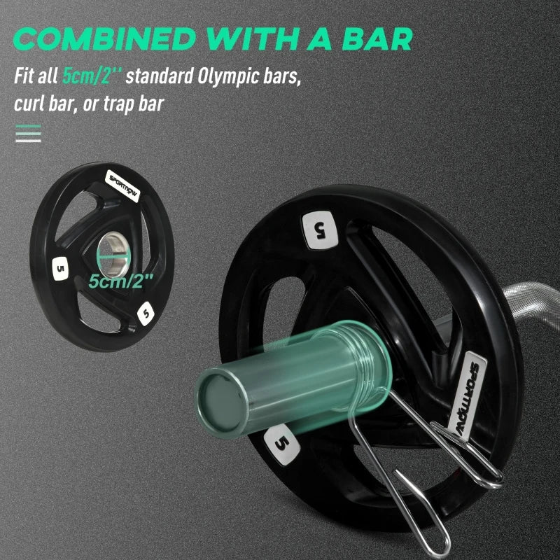 Weight Plates 2 x 5kg Tri Grip Rubber Coated with 5cm Holes Steel 24x24x3.5cm Home Gym Black