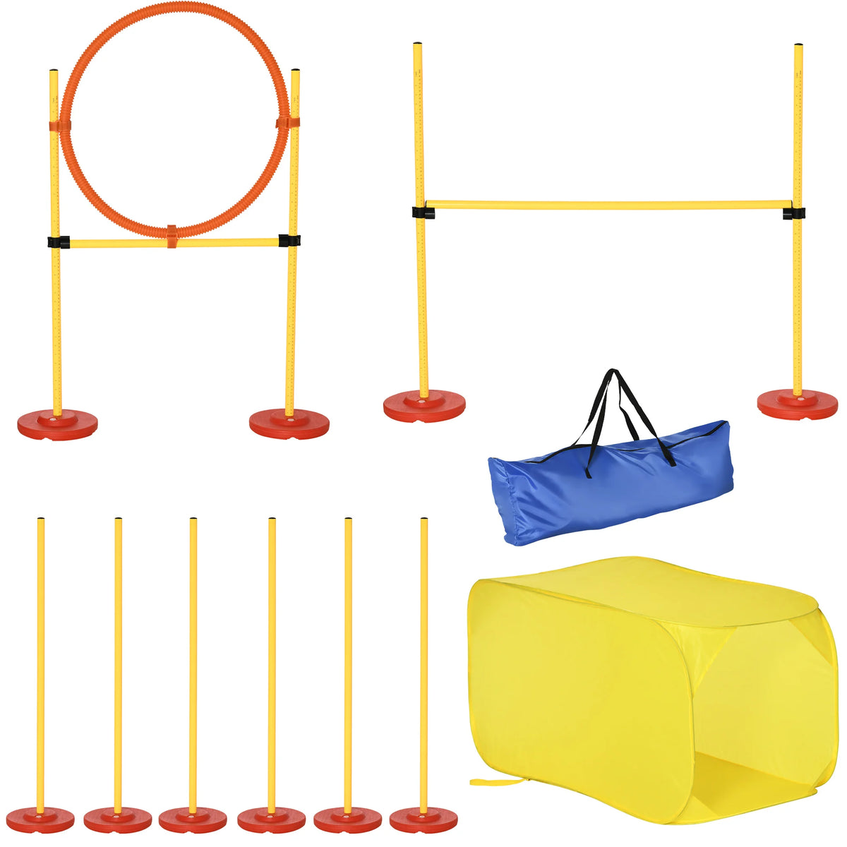 Outdoor 4 PCs Dog Agility Training Equipment Backyard Starter Course Set
