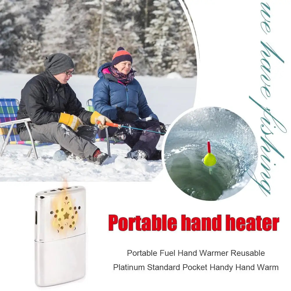 Refillable Pocket Hand Warmer, Metal Fuel Hand Warmer for Camping and Fishing