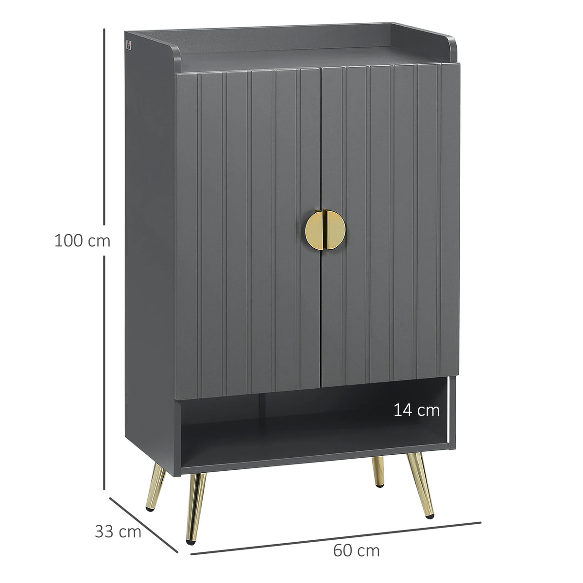 Hallway Shoe Cabinet with Adjustable Shelves and Steel Legs, Grey