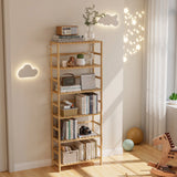 6-Tier Bamboo Bookshelf and Flower Rack with Adjustable DIY Shelves | Freestanding Natural Wood Display Unit