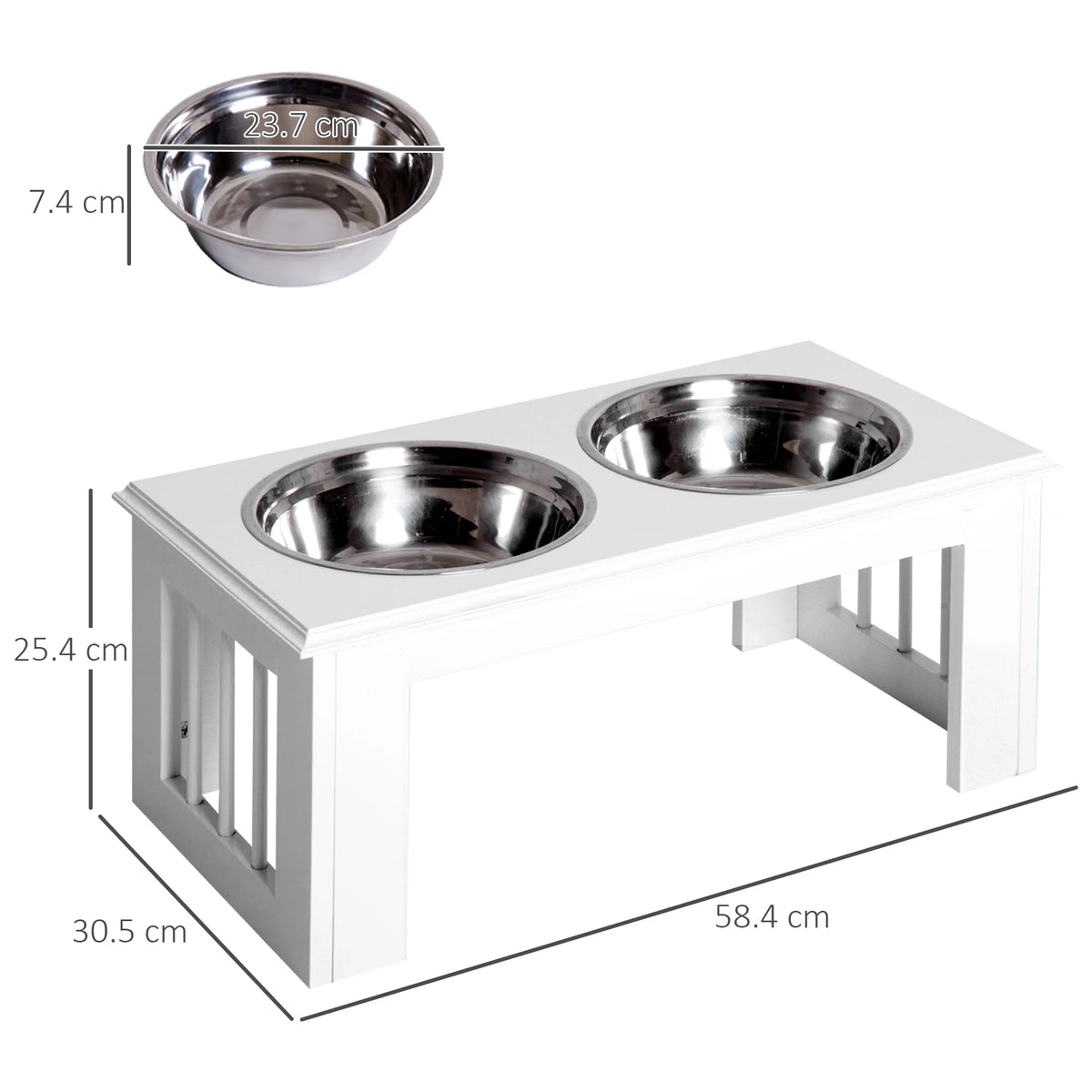 Raised Pet Feeder with Two Stainless Steel Bowls for Dogs
