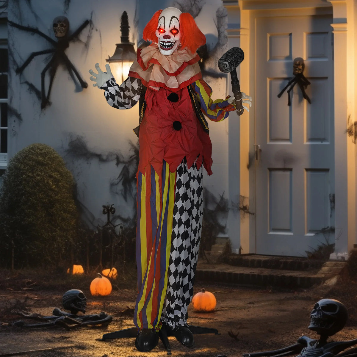 Sound activated clown decoration with steel frame at full height
