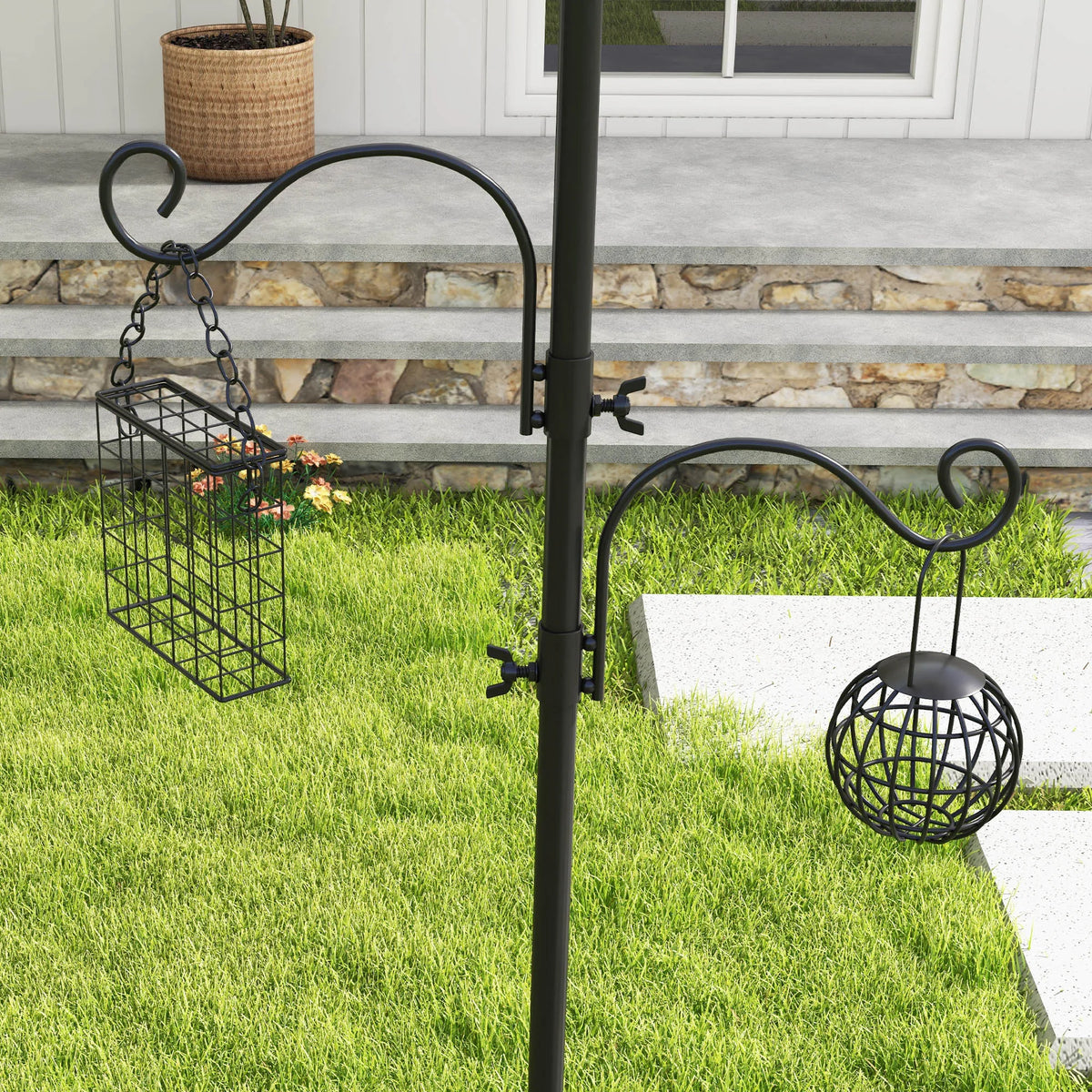Bird Feeding Station Kit, Wild Bird Feeder Pole w/ 6 Hooks, 4 Prong Bases