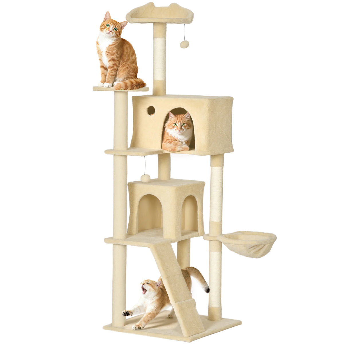 PawHut 180cm Cat Tree Tower Sisal Scratching Posts Condos Hammock Multi Level