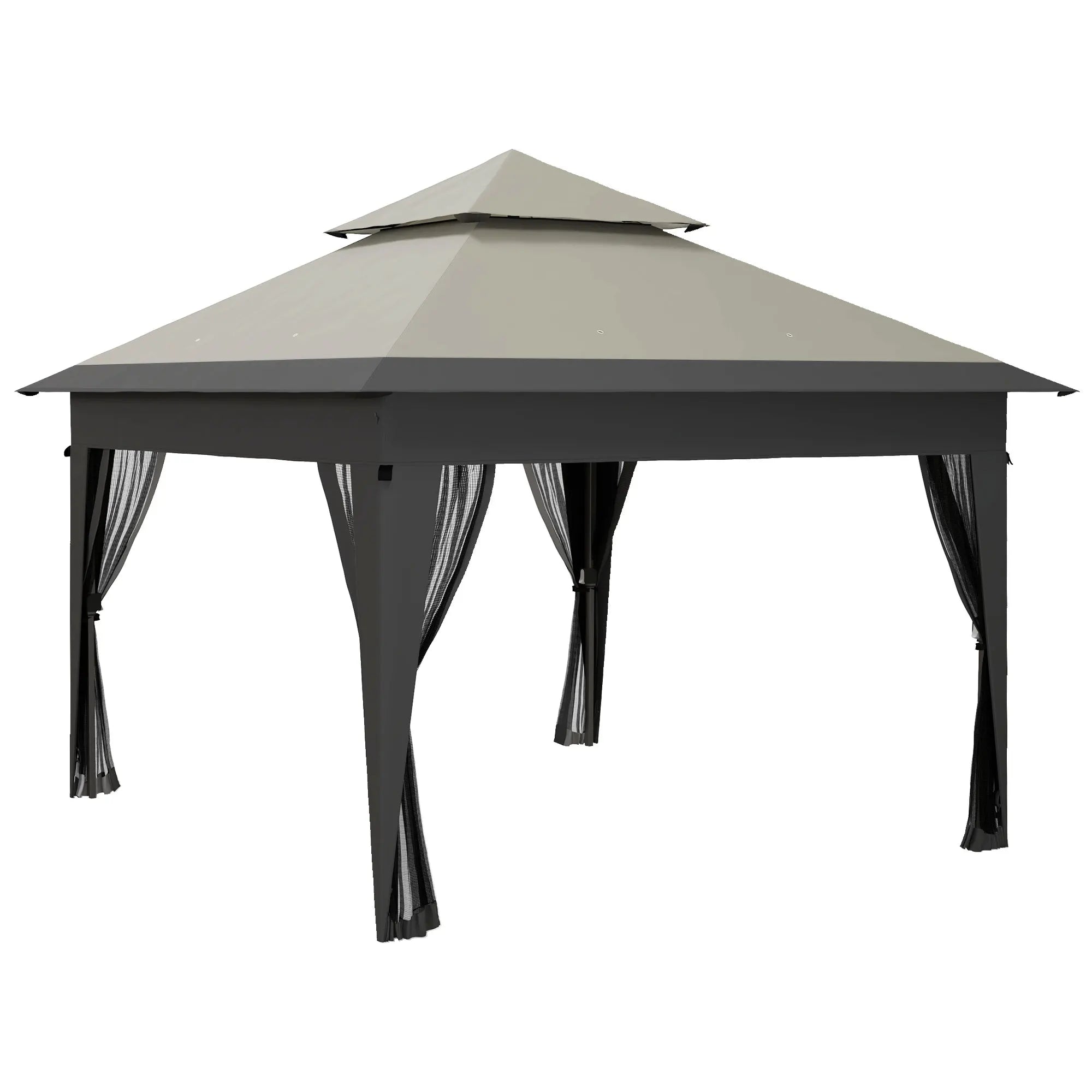 3 x 3m Pop-Up Gazebo with 1-Button Assembly, Double Roof, Mosquito Netting and Oxford Canopy
