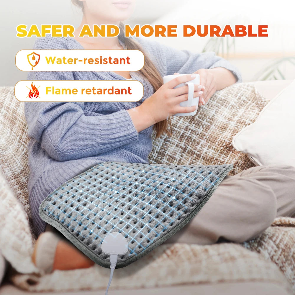 Electric Heating Pad 60 x 30cm with 9 Heat Settings and Auto-Off Timer, UK Plug