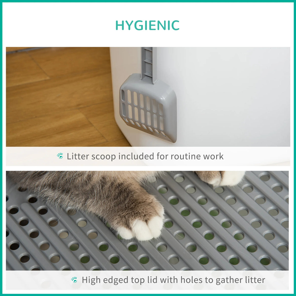 Enclosed Cat Litter Tray with Front Entrance, Top Exit and Scoop