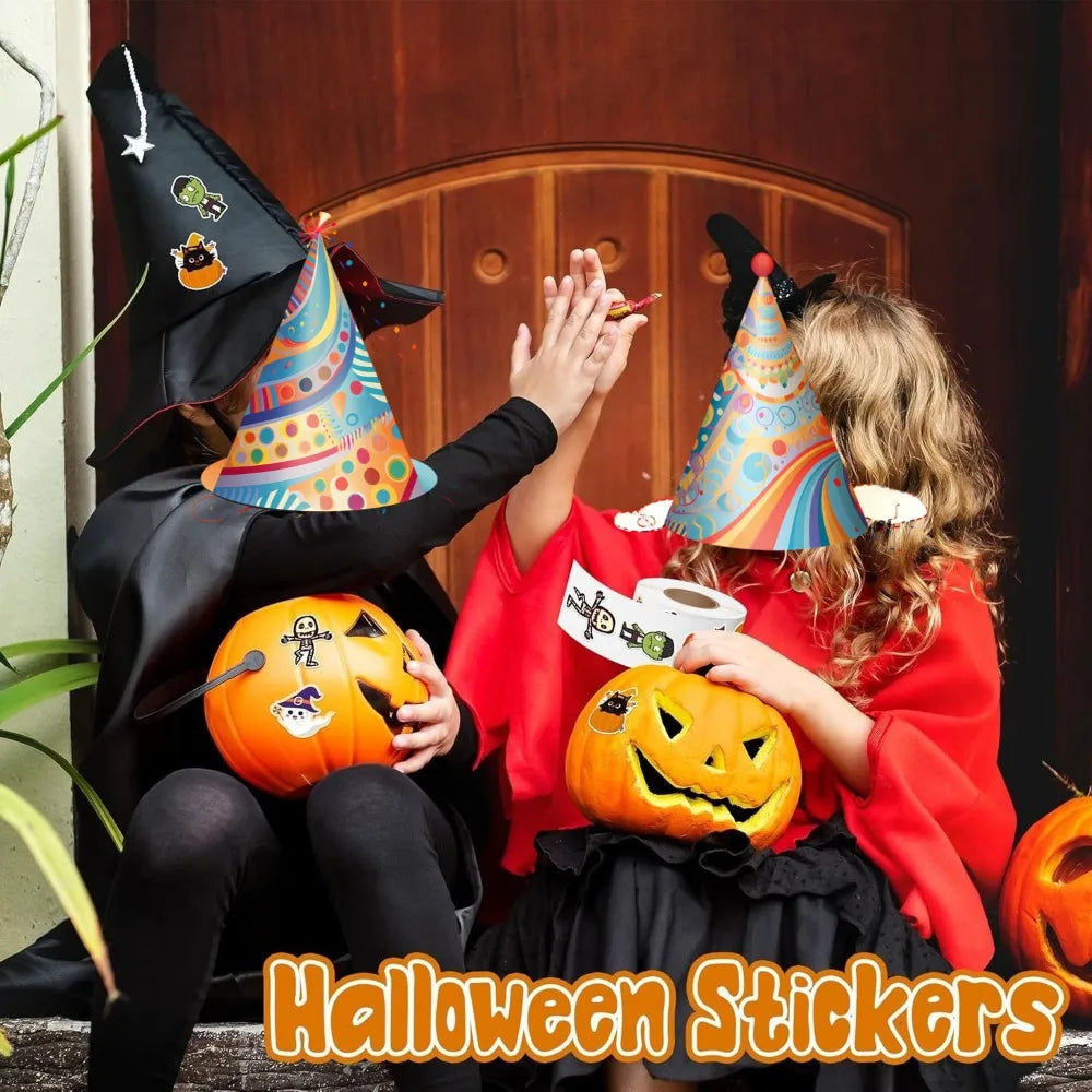 Halloween Sticker Roll with Pumpkin, Ghost, Bat and Skeleton Designs
