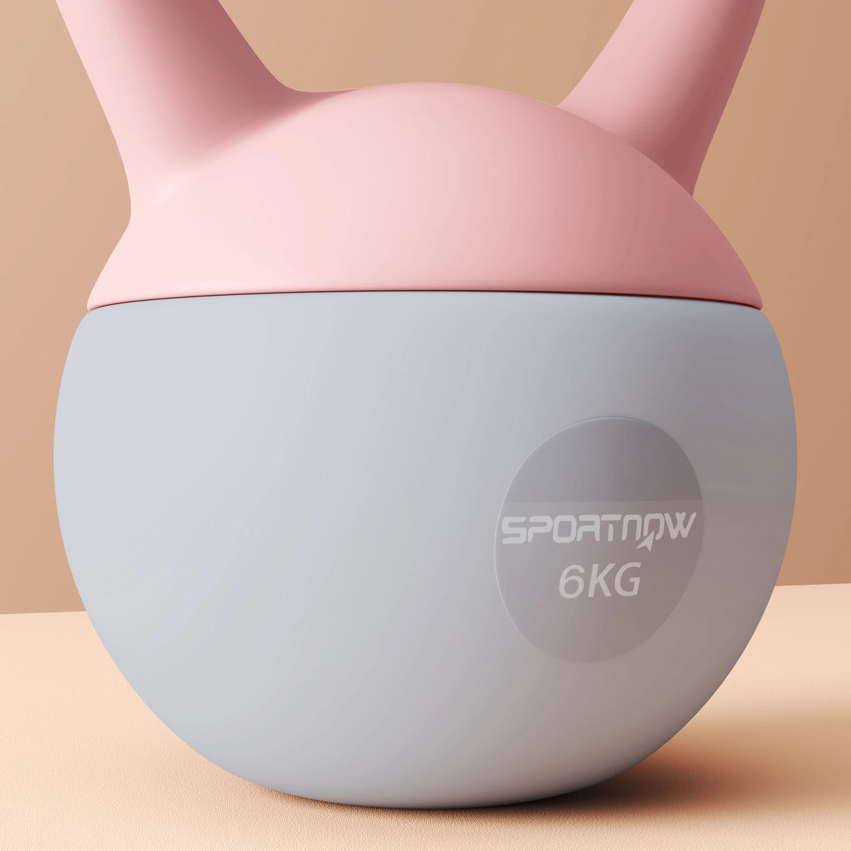 Soft Kettlebell, 6kg Kettle Bell with Non-Slip Handle for Home Gym Weight Lifting and Strength Training, Pink and Grey