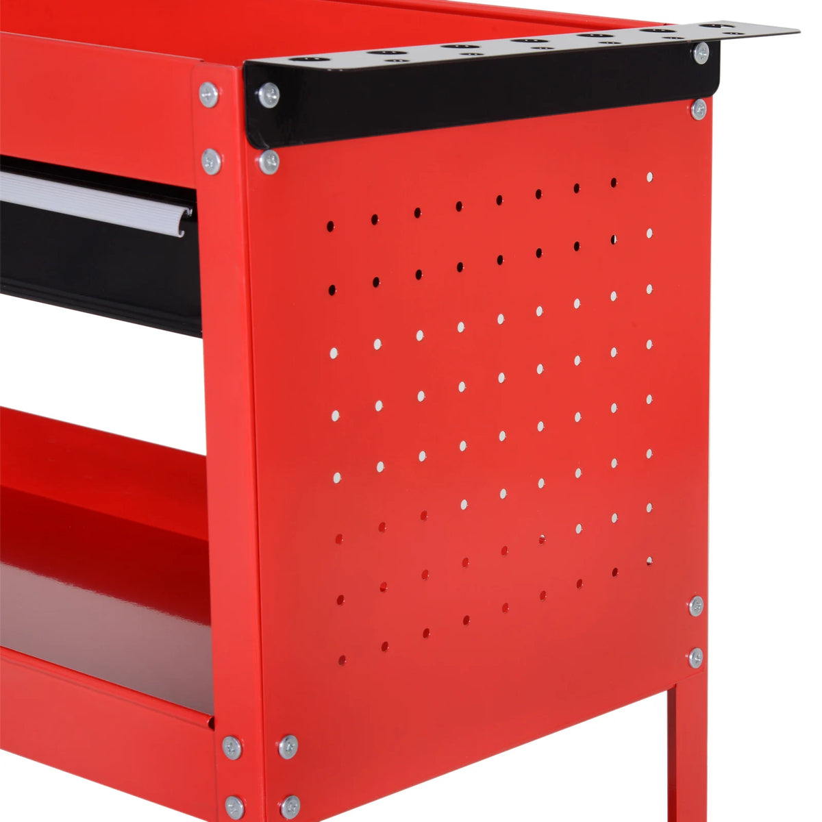 3-tier Tool Trolley Cart Roller Cabinet, Garage Workshop Storage with Drawer