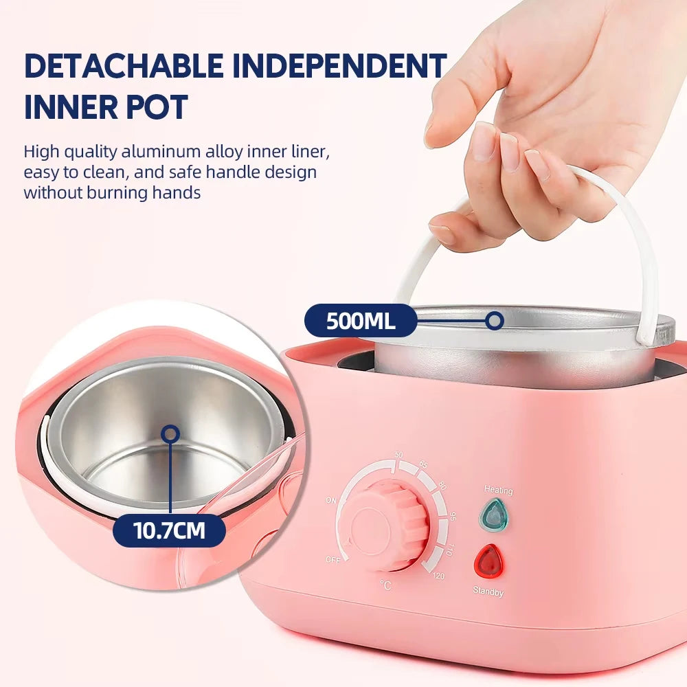 500ml Hair Removal Wax Warmer Kit with 4 Packs of Hard Wax Beans and 20 Sticks, UK Plug