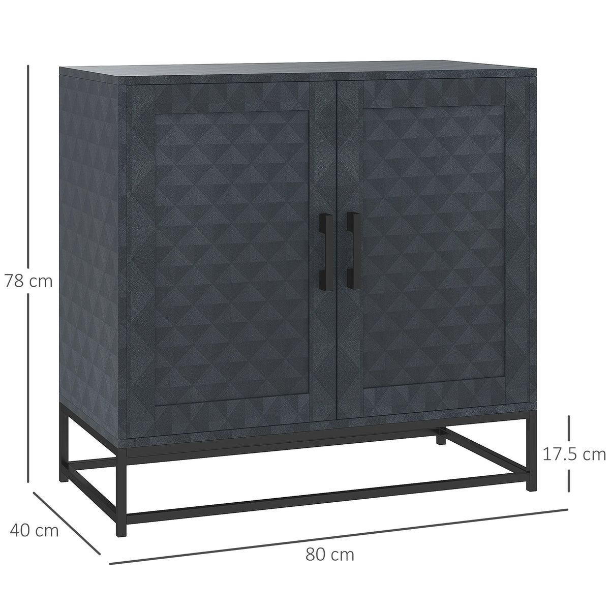 Modern Sideboard Storage Cabinet with 2 Doors and Adjustable Shelf, Black