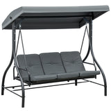 3-Seater 2-in-1 Garden Swing Chair Bed with Adjustable Canopy, Padded Cushions and Metal Frame