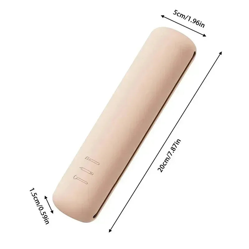 Travel Makeup Brush Organiser 20x5x3cm Waterproof Silicone Case Fits Full Size Brushes and Sponges
