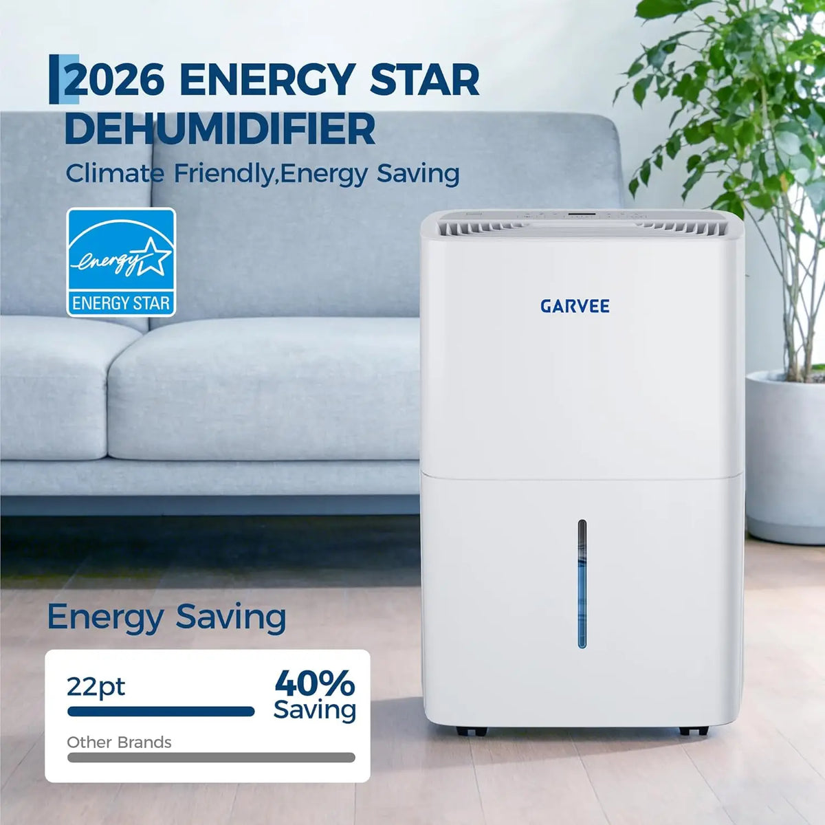 20L/Day Dehumidifier for Home, Portable with Continuous Drainage and Digital Display