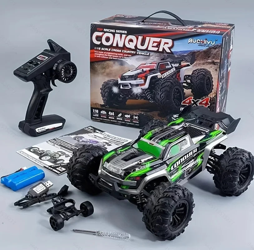 1:16 Scale 4WD RC Car 50km/h High Speed Off-Road Monster Truck with LED Lights Drift and Remote Control for Boys