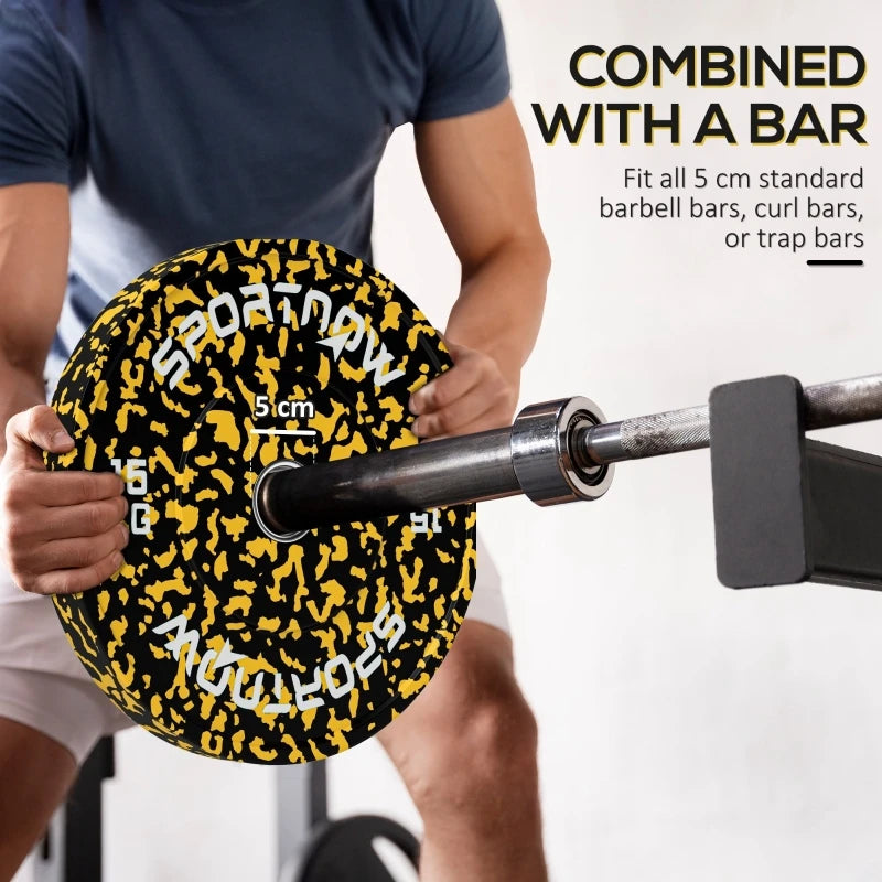 Olympic Weight Plates 2 x 15kg with 5cm Holes Rubber Coated Clearly Marked 45x45x6cm for Home and Gym
