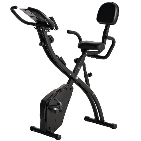 2-in-1 Folding Exercise Bike with 8-Level Magnetic Resistance and Arm Resistance Bands