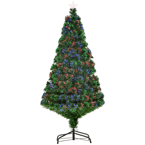 5ft Pre-Lit Fibre Optic Artificial Christmas Tree with Star Topper and Metal Stand
