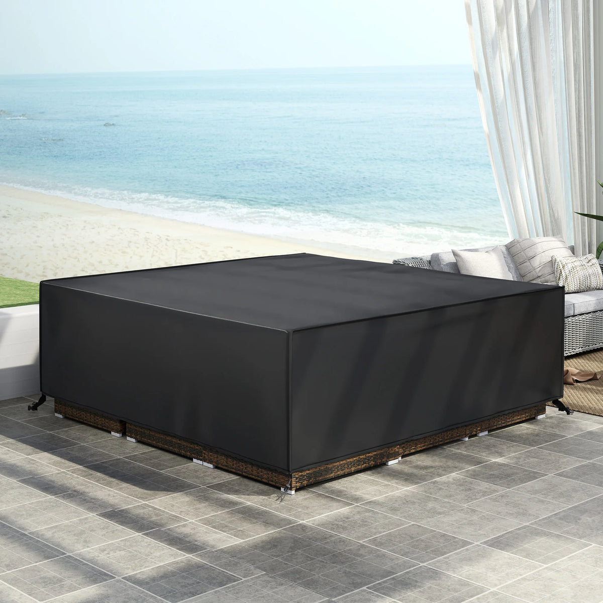Garden Furniture Set Cover 230 x 230 x 70cm, 600D Oxford Square Patio Cover, Black