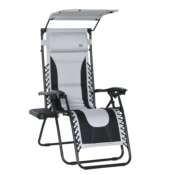 Zero Gravity Lounger Chair, Folding Camping Reclining Chair, Grey