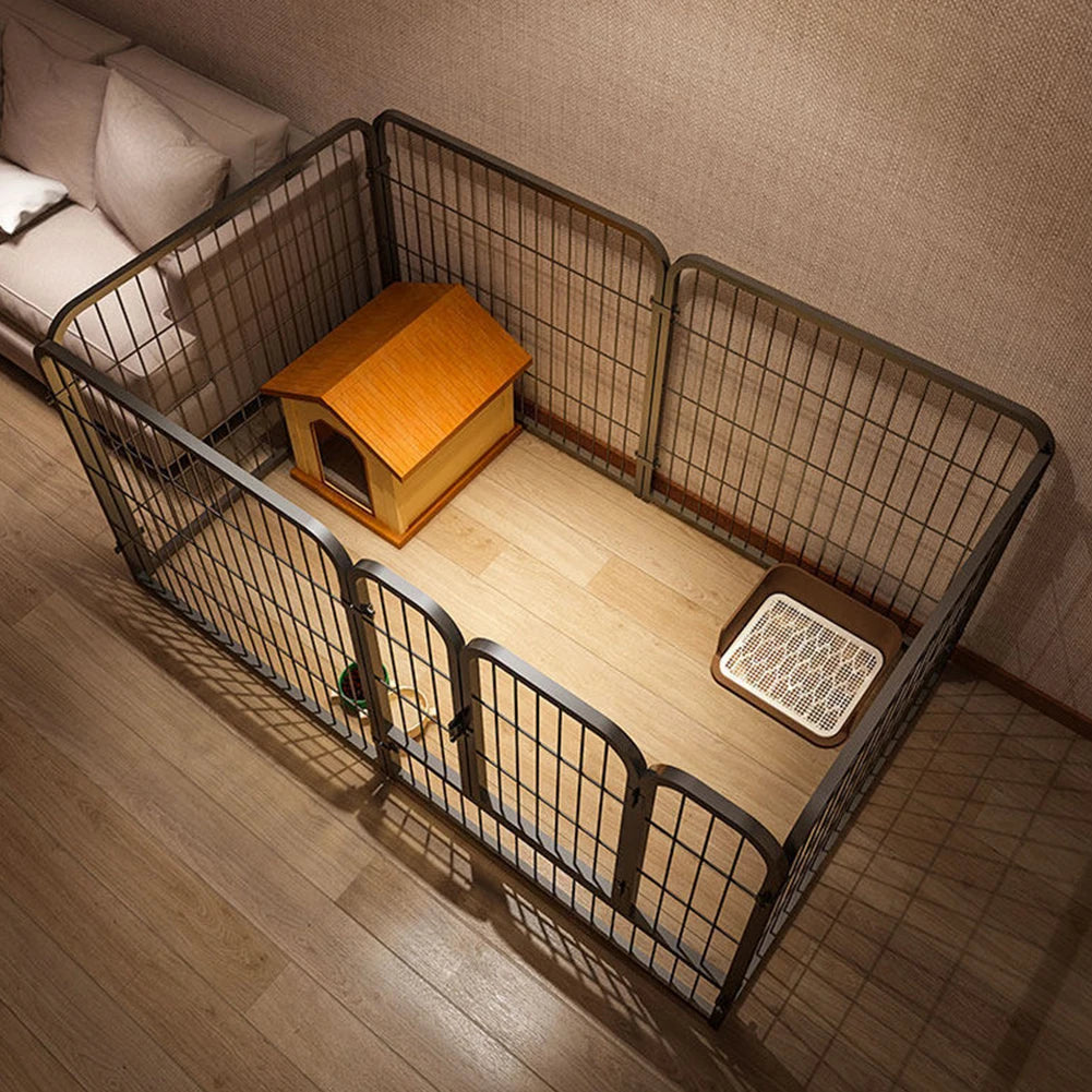 6 Panel Foldable Pet Playpen Anti-Escape Dog Fence Heavy Duty Puppy Kennel 120x60x60cm for Small Medium Pets