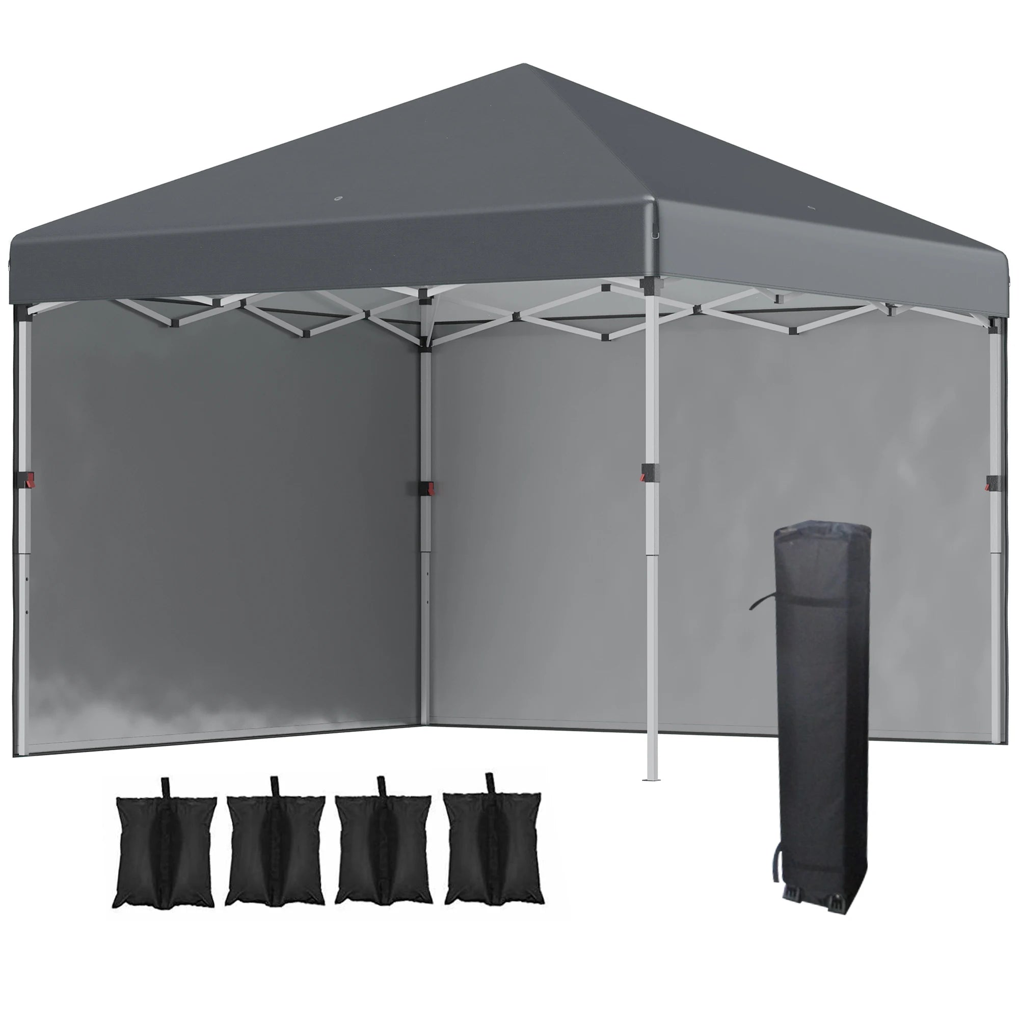 3 x 3m Pop Up Gazebo with 2 Removable Sidewalls, Leg Weight Bags, Ground Pegs and Wheeled Carry Bag for Outdoor Events
