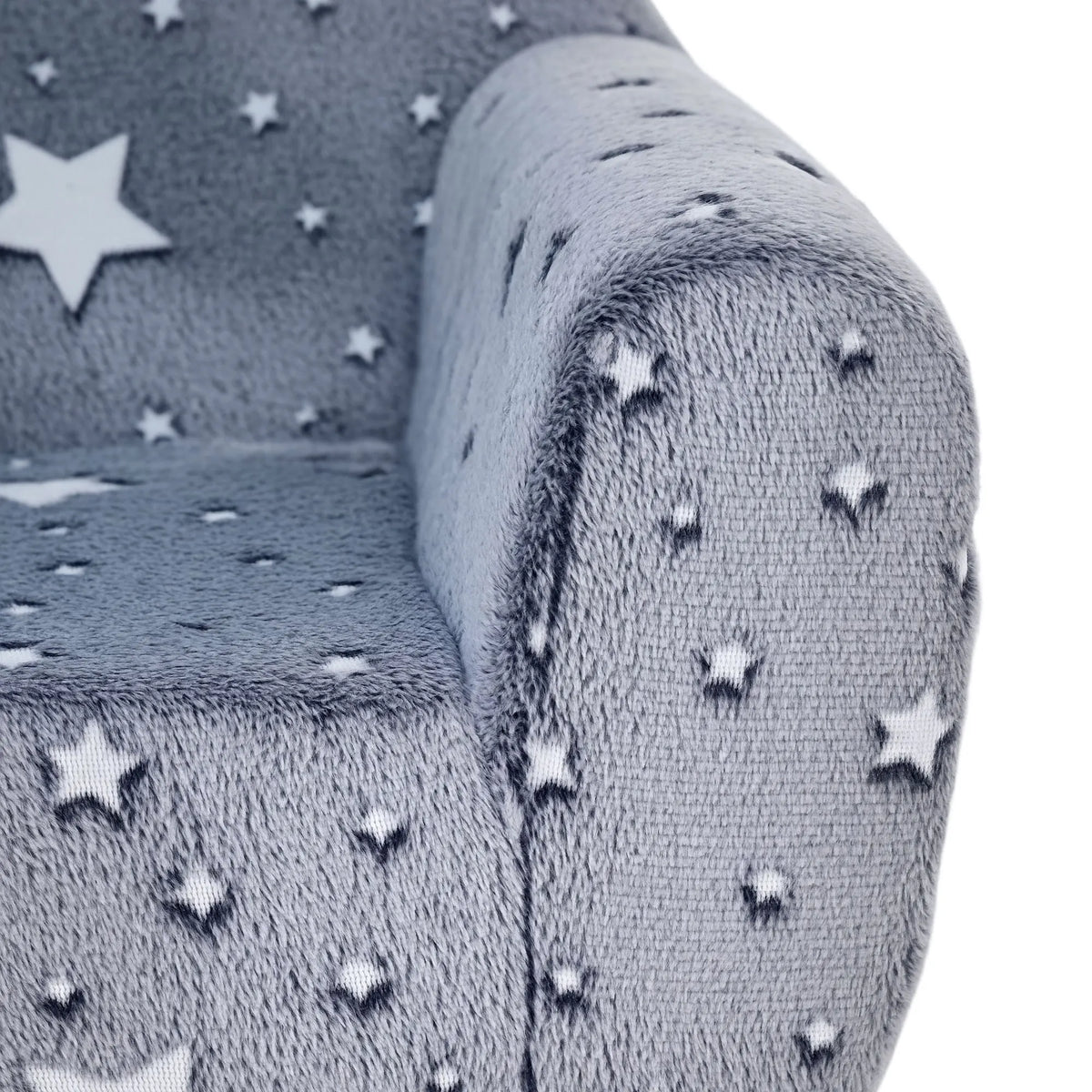 Kids Armchair with Glow in the Dark Star Pattern High Density Foam Soft Fabric Wide Armrests for Bedroom