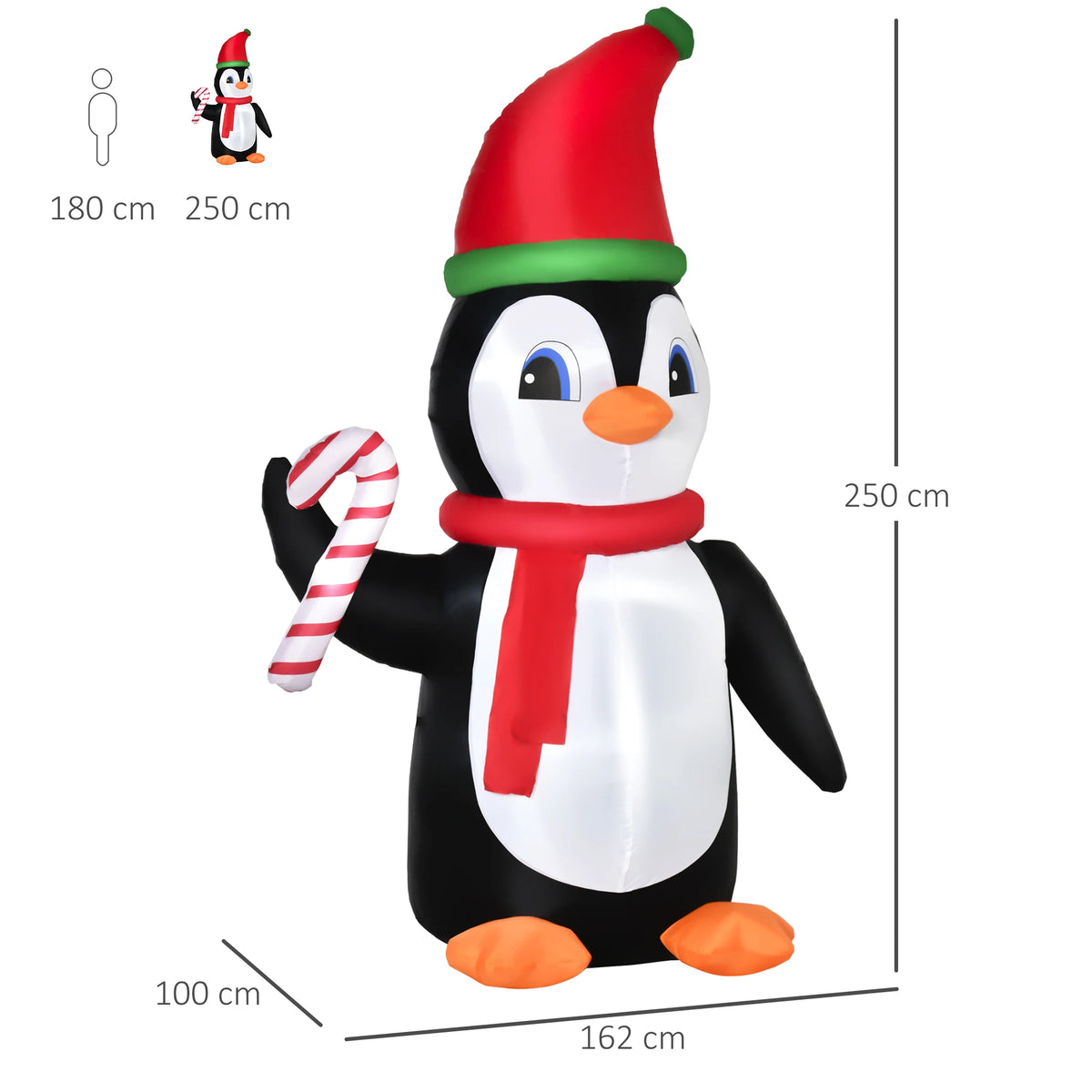 8ft Inflatable Christmas Penguin with Built-in LED Lights