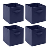 Pack of 4 Foldable Fabric Storage Cubes Boxes Non-Woven Wardrobe Organiser for Home Bedroom Closet