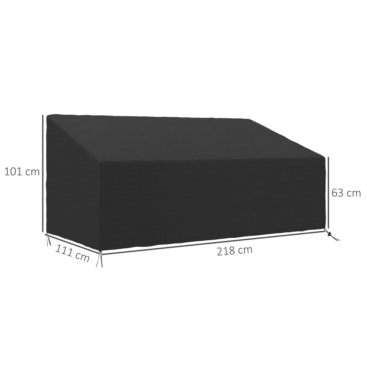 Garden Sofa Cover 218x111x63-101cm Waterproof 600D Oxford Cloth 3 Seater Outdoor Furniture Protector